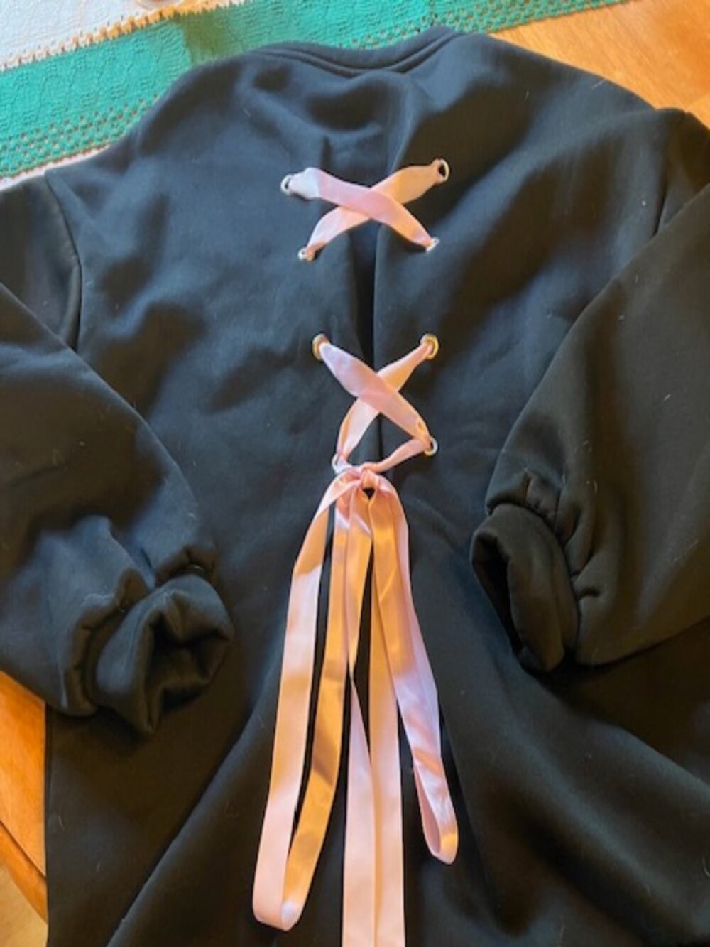 Black and Pink, Laces in Back, Sweatshirt